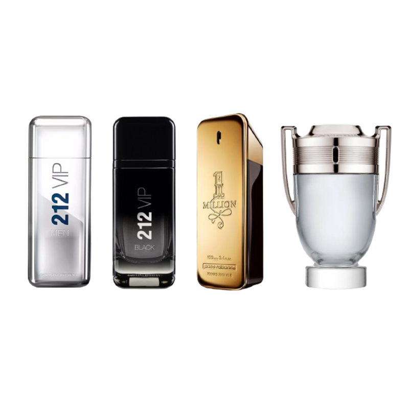 Kit 4 Perfumes - 212 VIP Men, One Million, 212 VIP Black y Invictus - 100ml