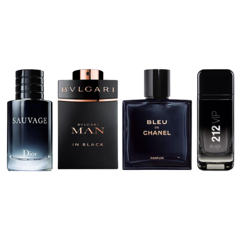 Kit 3 Perfumes - 212 VIP Black, Dior Sauvage y Bleu de Chanel - 100ml