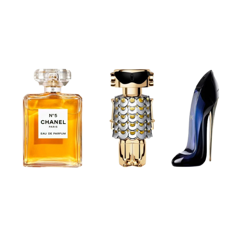 Kit 3 Perfumes - Chanel No. 5, FAME y Good Girl - 100ml