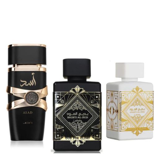 KIT 3 PERFUMES - ASAD, OUD FOR GLORY y HONOR Y GLORY