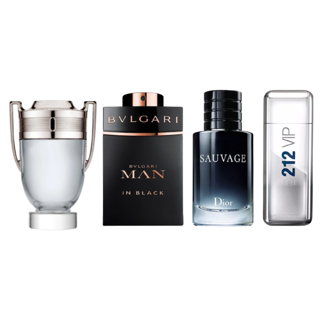 Kit 4 Perfumes - Invictus, Bvlgari Man in Black, Dior Sauvage y 212 VIP - 100ml