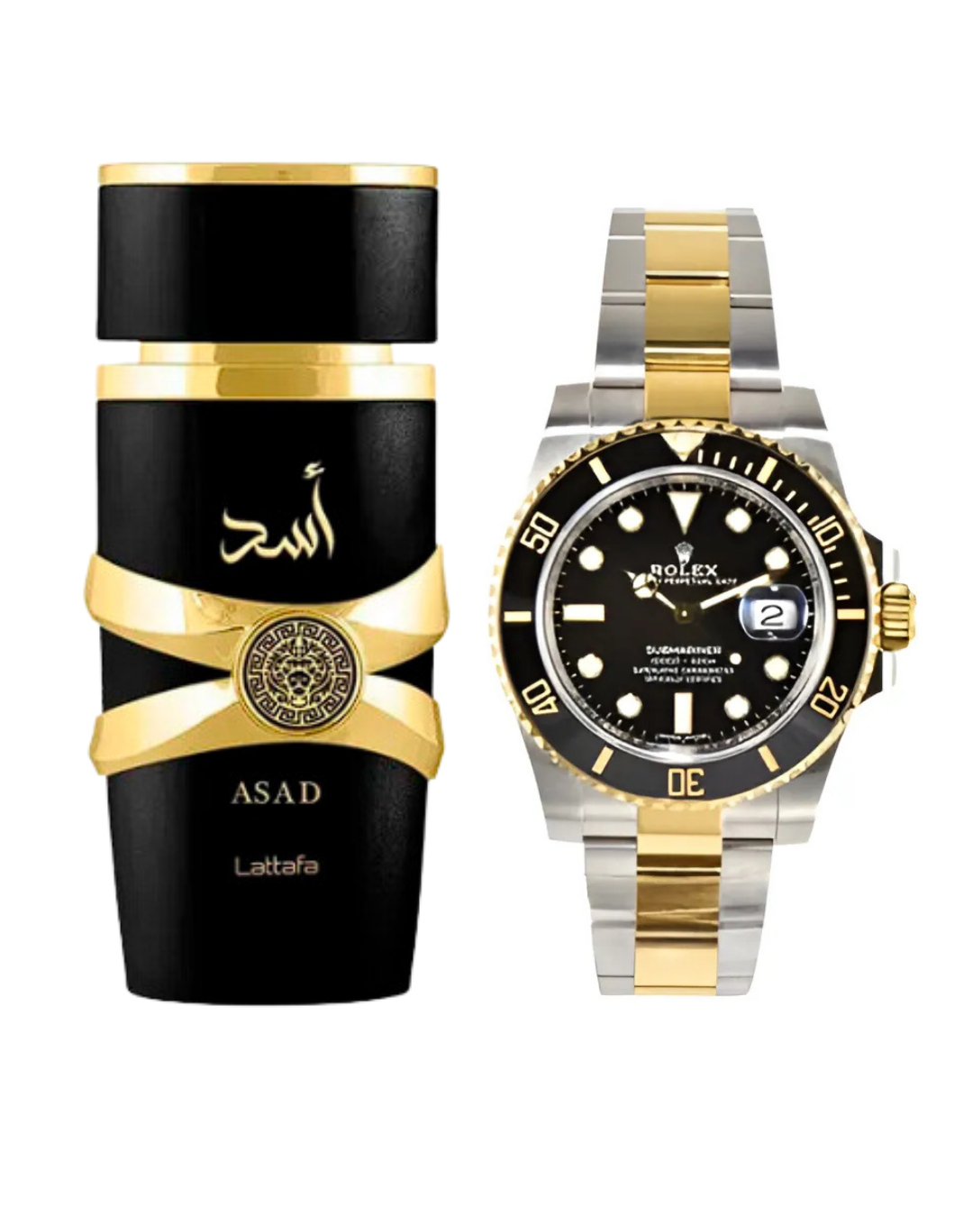 KIT CABALLERO: PERFUME LATTAFA ASAD + RELOJ ROLEX SUBMARINER