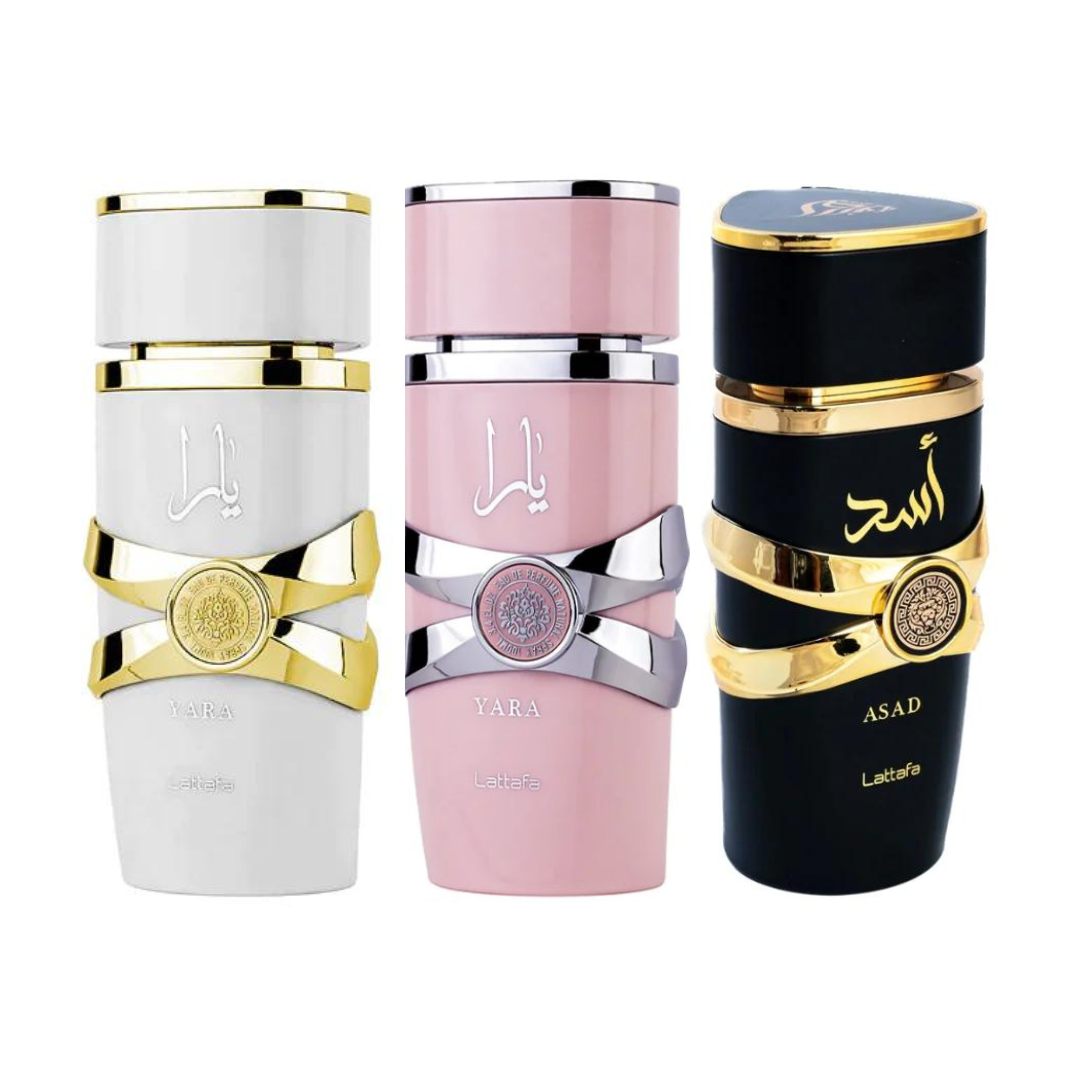 KIT 3 PERFUMES LATTAFA - YARA W, YARA P y ASAD